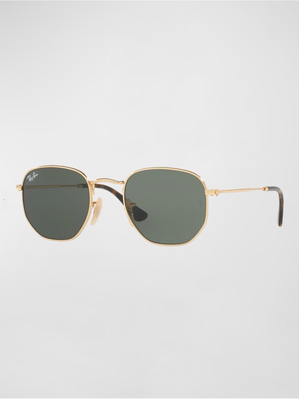 Ray-Ban Gold Frame Green Lens Sunglasses - Geometric Shape